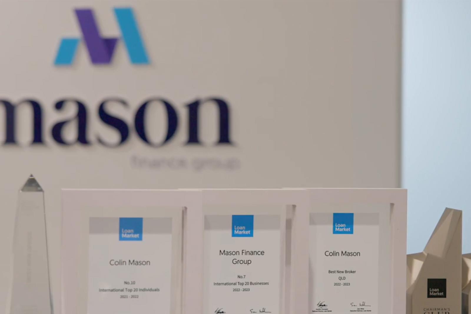 Mortgage industry awards in the Mason Finance office